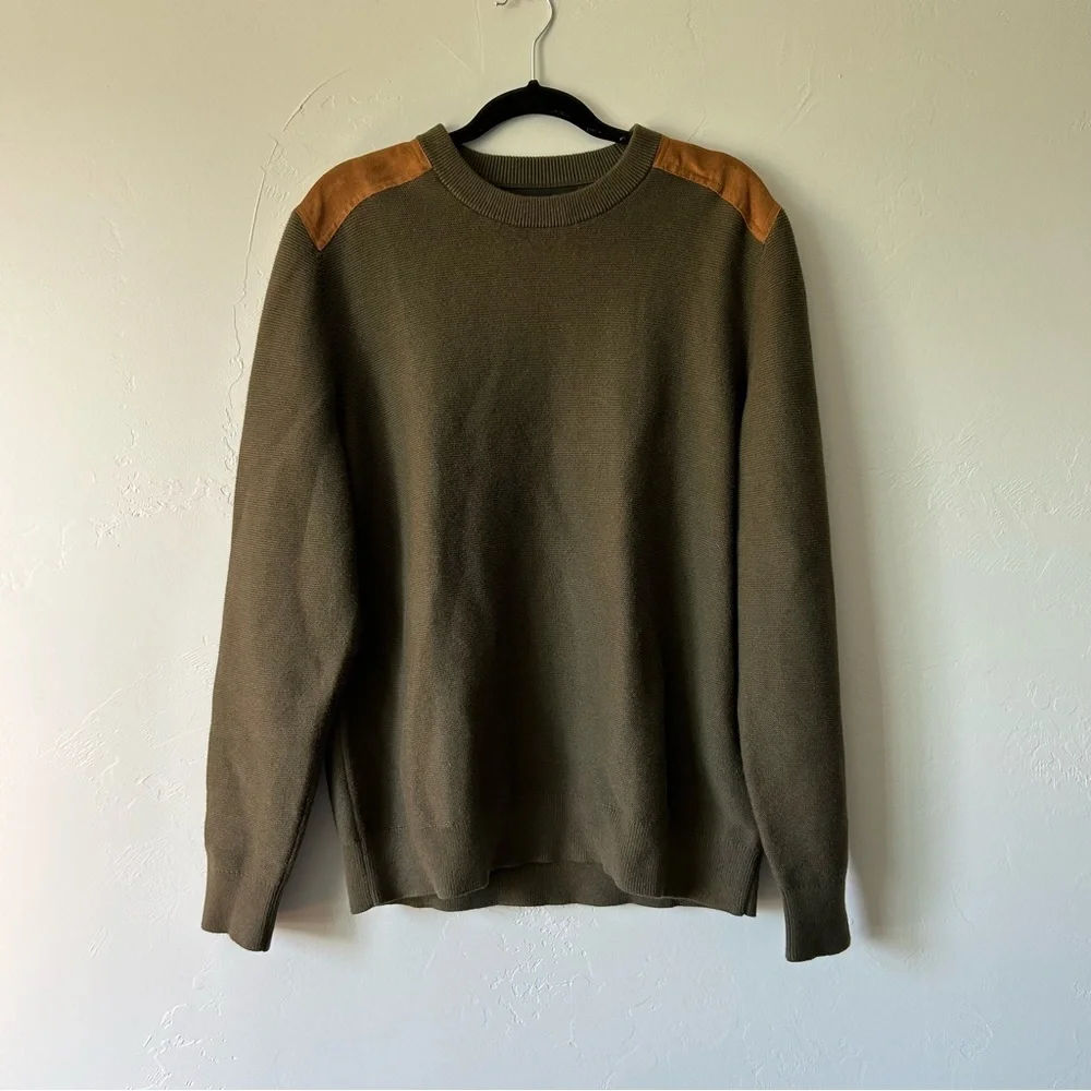 Banana Republic Factory Vegan Suede Patch Sweater Olive Green Large